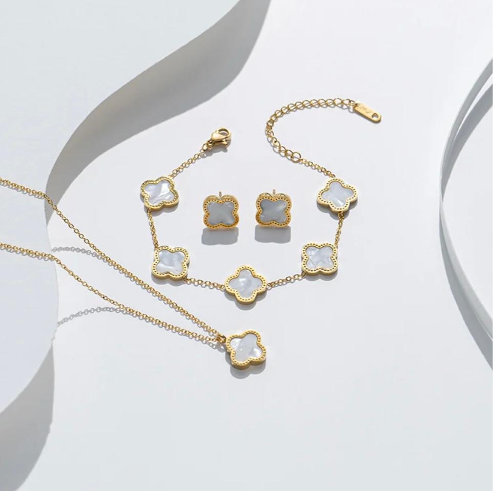 18k Gold Plated Floral Pendant | Titanium Steel Necklace