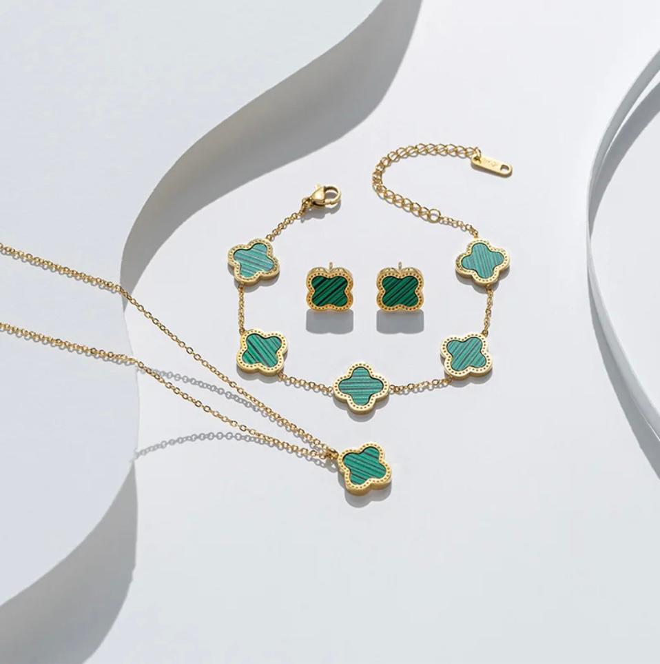 18k Gold Plated Floral Pendant | Titanium Steel Necklace