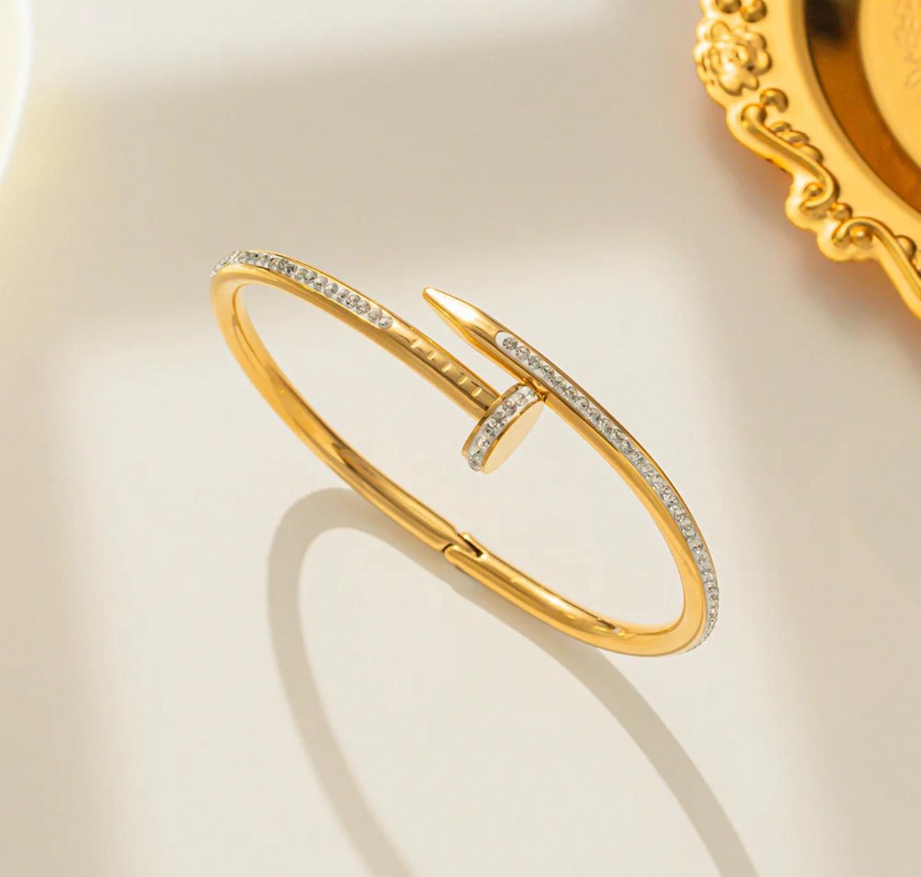 18k Gold Plated Initial Bangle | Stainless Steel
