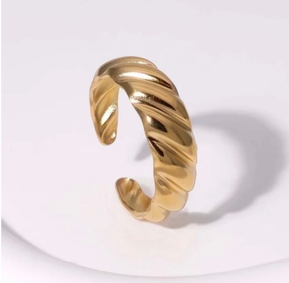 18K Gold Plated Stainless Steel Open Rings - Elegant Retro Geometric Leaf & Heart Shape