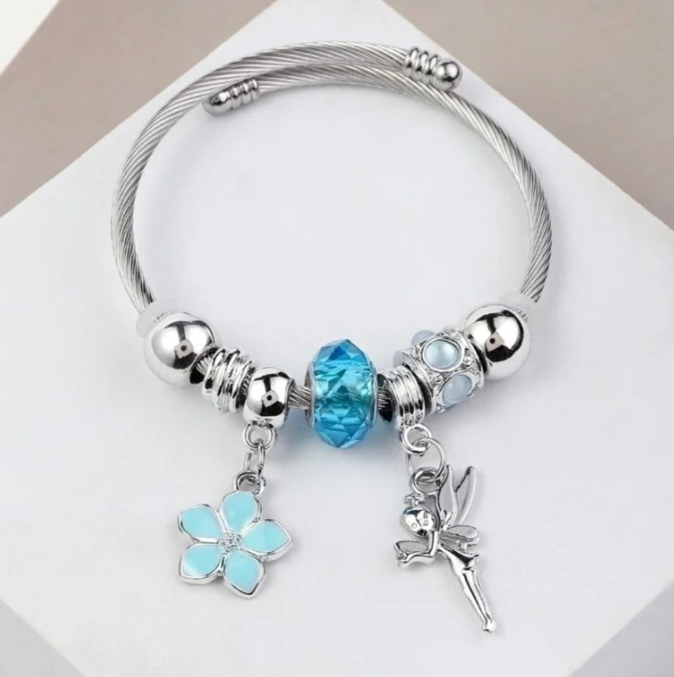 Elegant Asymmetric Butterfly Heart Stainless Steel Plated Bangle