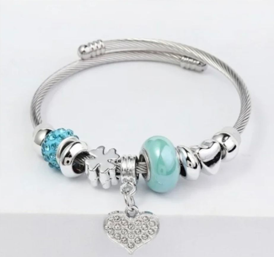 Elegant Asymmetric Butterfly Heart Stainless Steel Plated Bangle