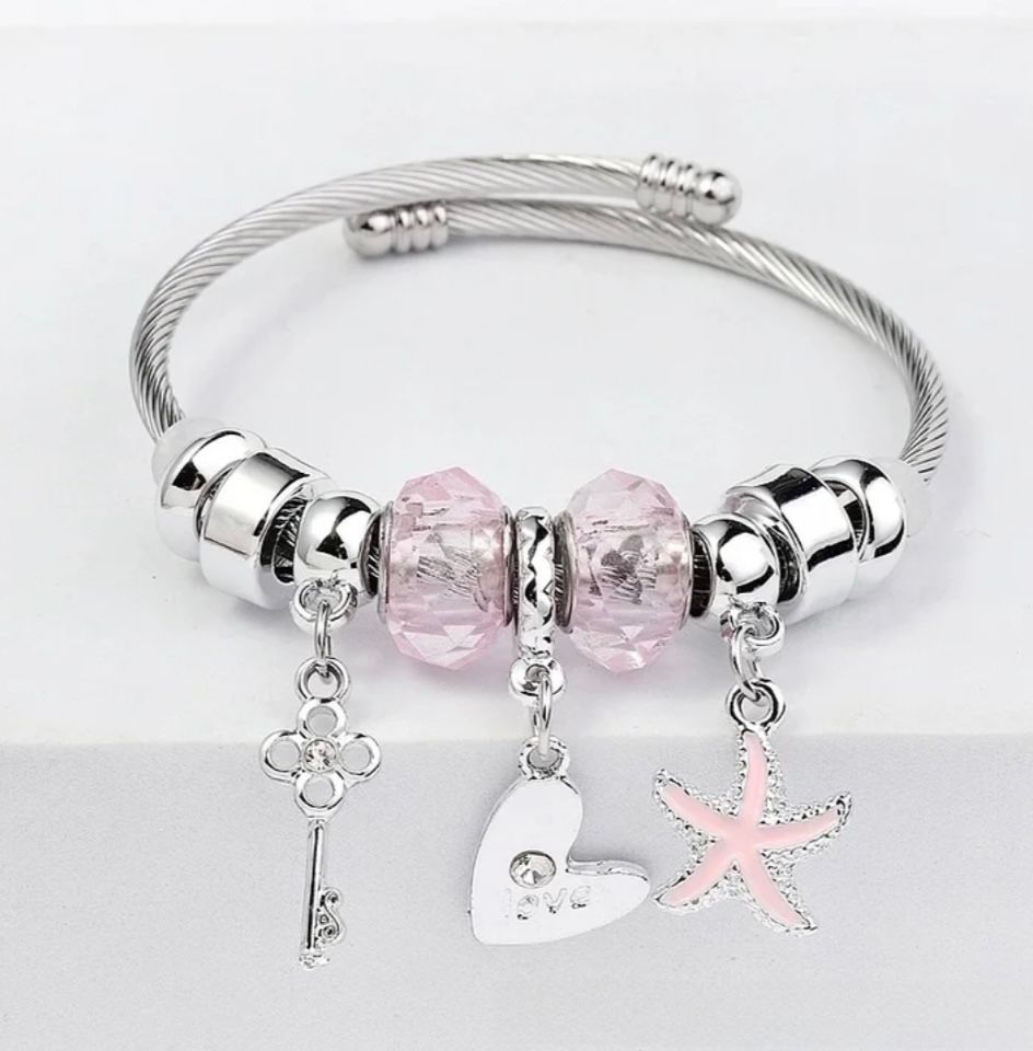 Elegant Asymmetric Butterfly Heart Stainless Steel Plated Bangle